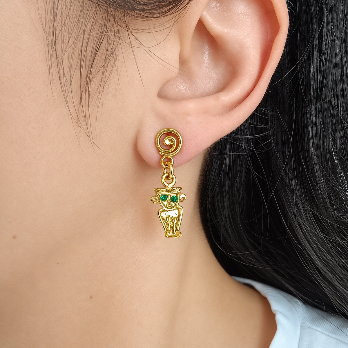 🌊 Aretes Circonita cúbica Tunjo Cultura Muisca