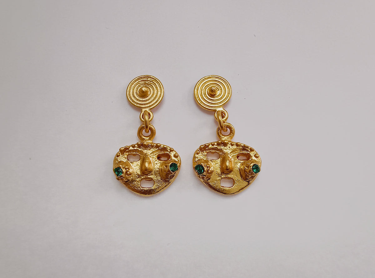 🎭 Aretes Circonita cúbica Mascara cultura Sinú