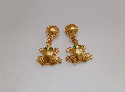 🐸 Aretes Circonita cúbica Rana